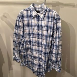 Ralph Lauren Men’s Medium (M) long sleeve button up shirt. Blue plaid
